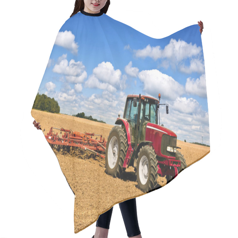 Personality  Tractor In Plowed Field Hair Cutting Cape