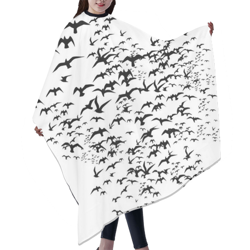 Personality  Black Background Birds Life Vector Art Hair Cutting Cape