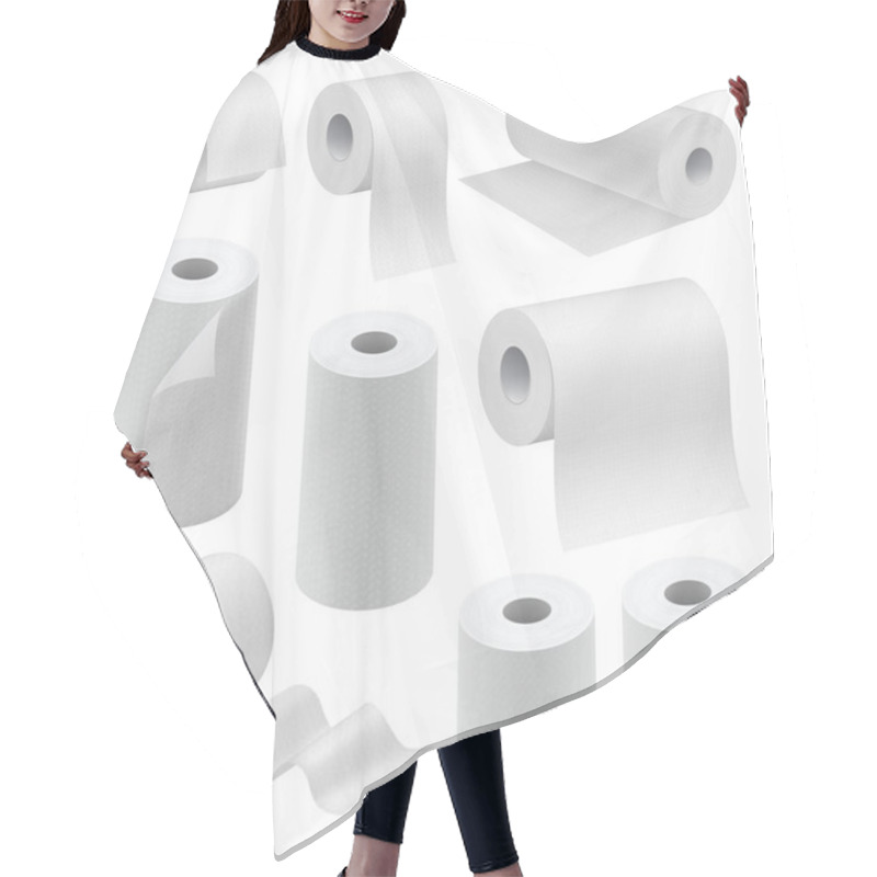 Personality  Realistic Paper Roll Mock Up Set Hair Cutting Cape