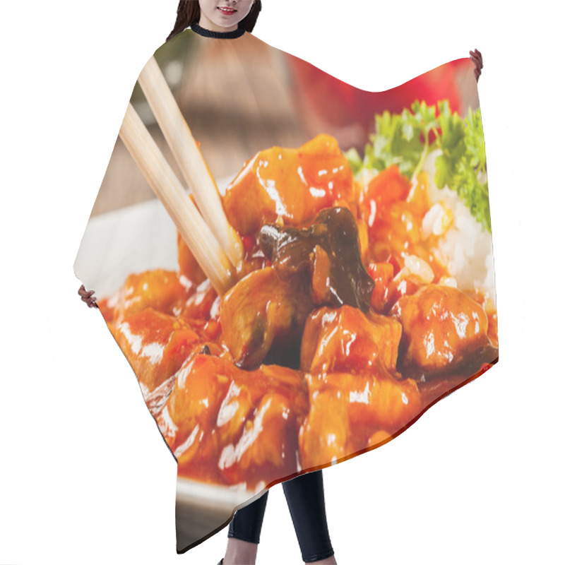 Personality  Sweet And Sour Chicken With Rice Hair Cutting Cape