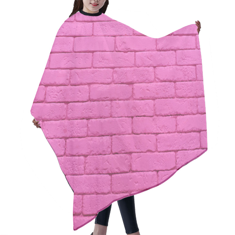 Personality  Pink Brick Wall Painted At Pastel Tender Colour. Closeup Texture Background Hair Cutting Cape