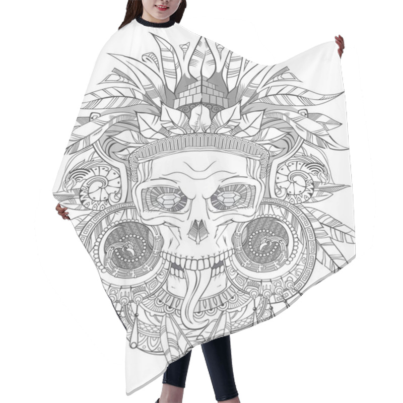 Personality  Aztec Indian Skull Hair Cutting Cape