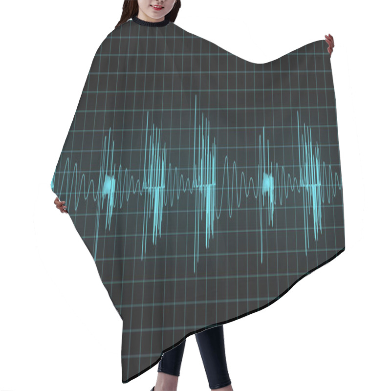 Personality  Blue Wave Of Signal  From Oscilloscope Creen  Hair Cutting Cape