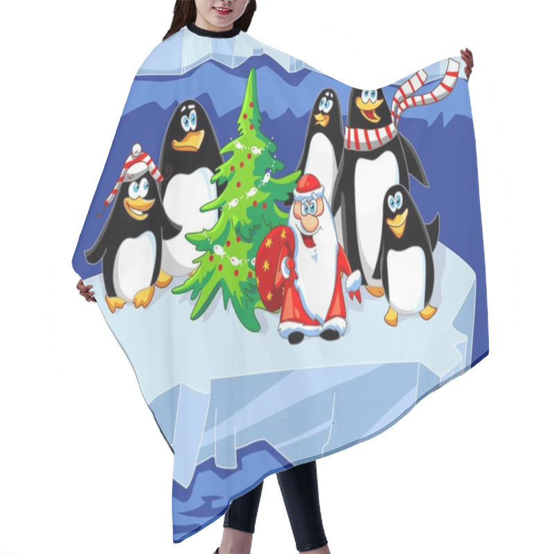 Personality  Santa With Penguins Hair Cutting Cape