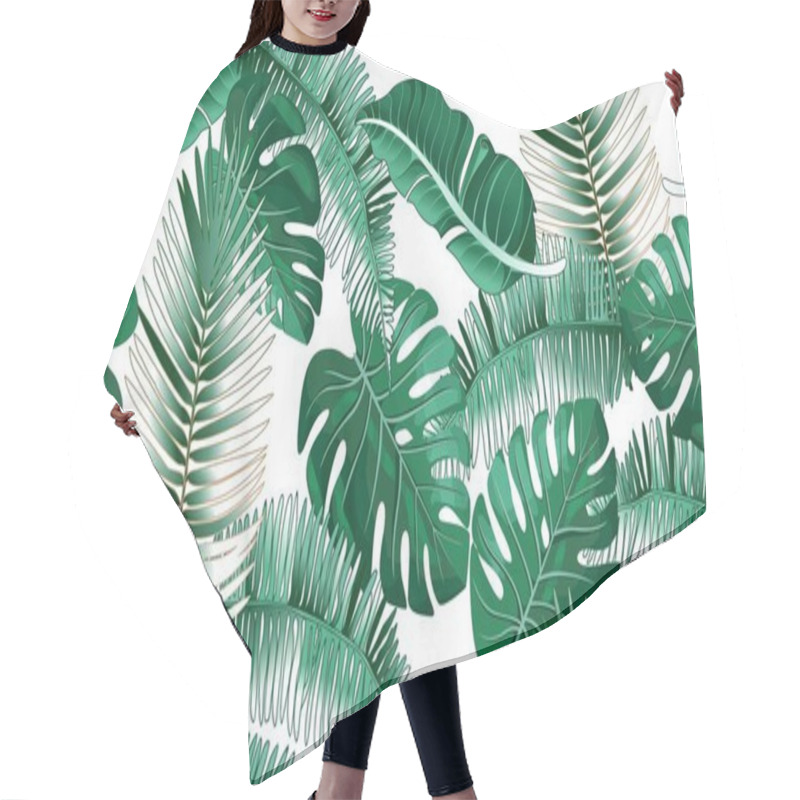 Personality  Vector Tropical Botanical Plants With Coconut And Banana Leaves - Vector Graphic Hair Cutting Cape