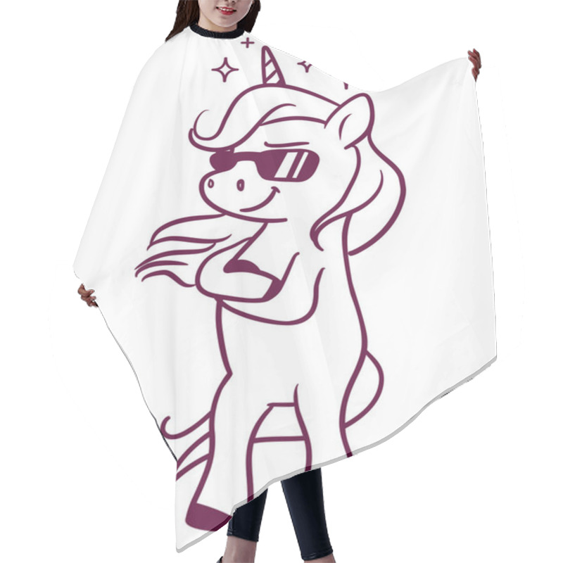 Personality  Cool Unicorn Wearing Sunglasses, Standing With Folded Arms Cute  Hair Cutting Cape