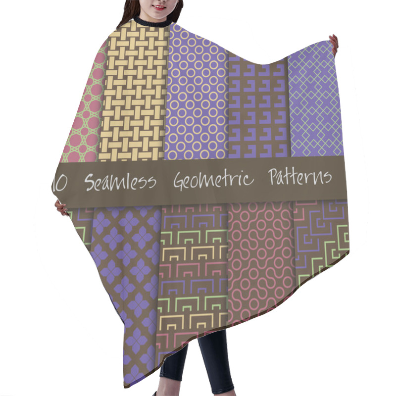 Personality  Seamless Geometric Patterns Set. Hair Cutting Cape