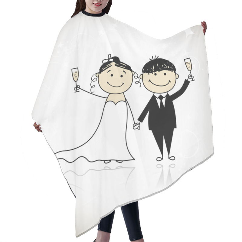 Personality  Wedding Ceremony - Bride And Groom Together For Your Design Hair Cutting Cape