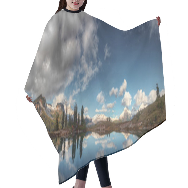 Personality  Panoramic View Of The Mountains And Lake Hair Cutting Cape