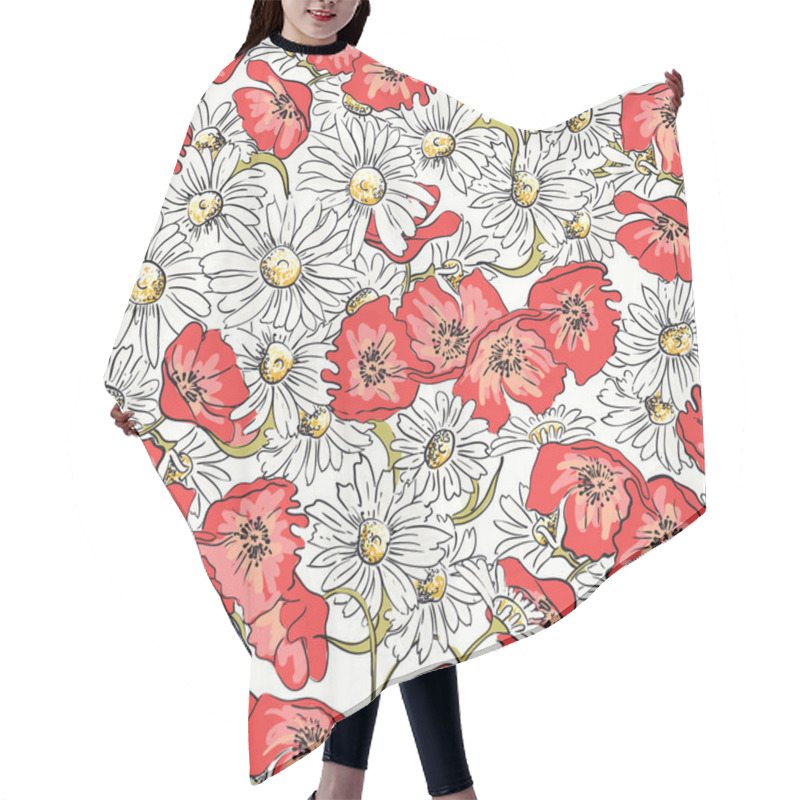 Personality  Excellent Seamless Pattern With Poppies Hair Cutting Cape