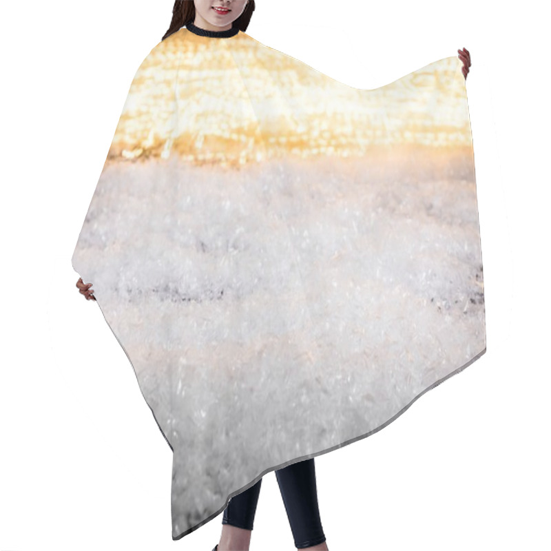 Personality  Winter Holiday Background With Snow And Shiny Blurred Lights  Hair Cutting Cape