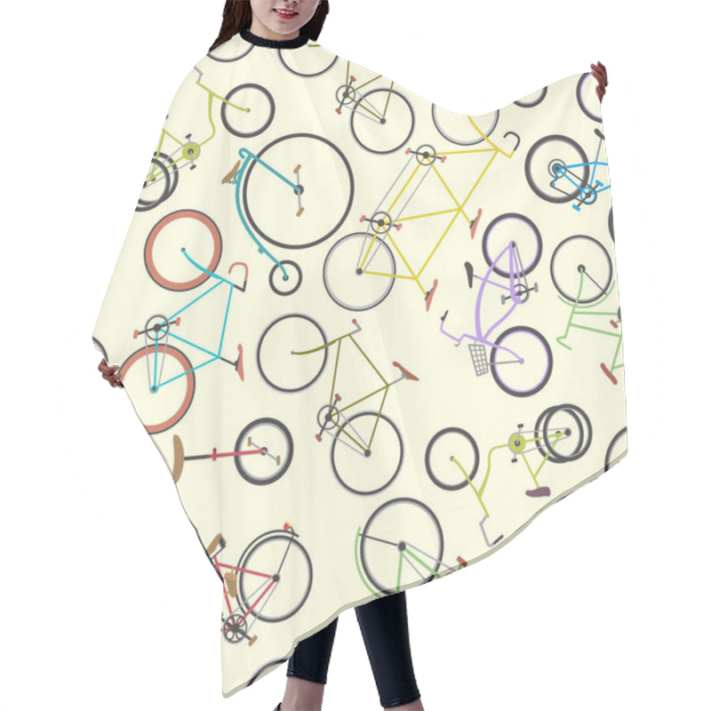 Personality  Retro Bike Pattern Vector Background. Hair Cutting Cape