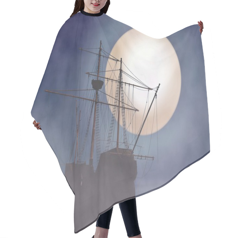 Personality  Pirate Ship With Moonlight And Fog Hair Cutting Cape