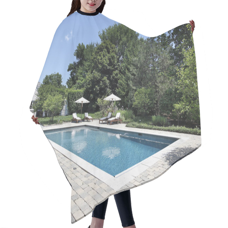 Personality  Swimming Pool With Deck Chairs Hair Cutting Cape