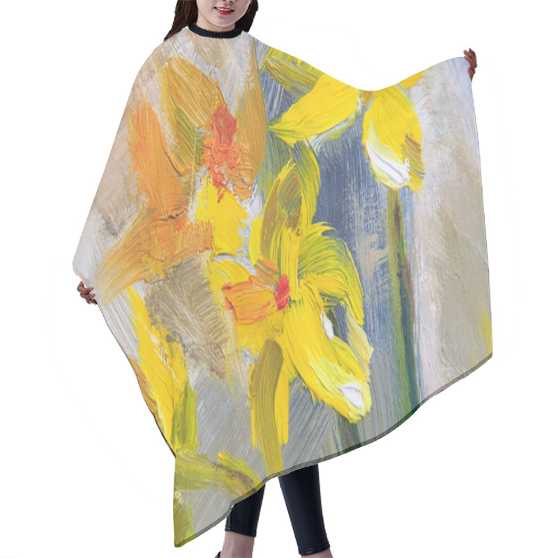 Personality  Texture Oil Painting Flowers, Painting Vivid Flowers,   Still Li Hair Cutting Cape