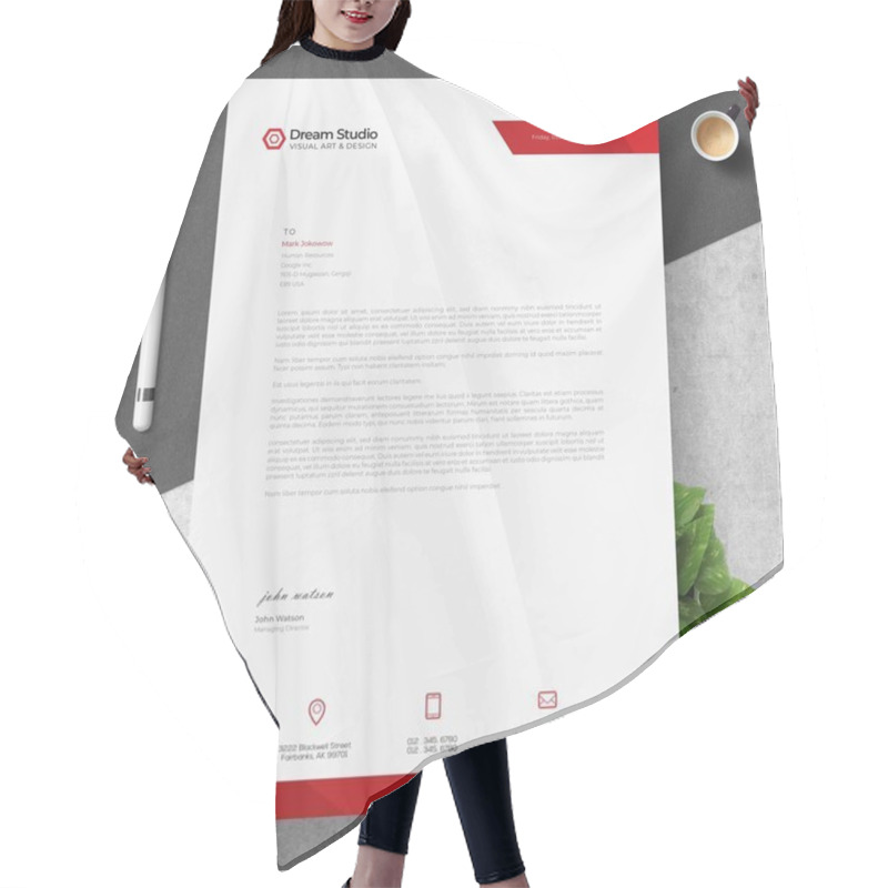 Personality  Modern Letterhead Template Design Hair Cutting Cape