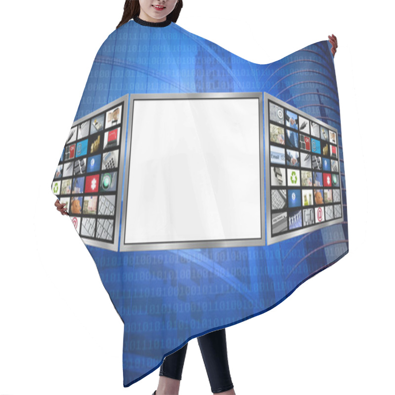 Personality  Global 3d Screen Copy Space Tech Concept Hair Cutting Cape