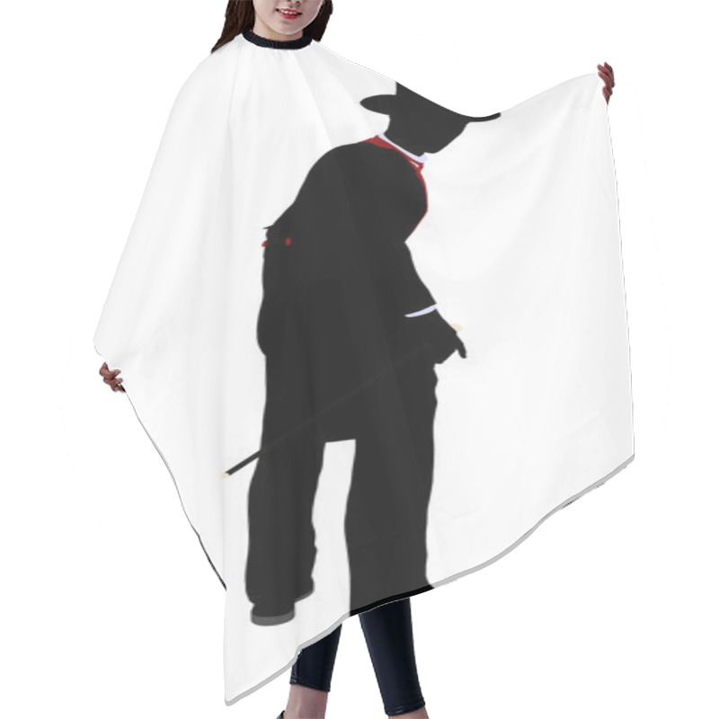 Personality  Male Magician Illustration Silhouette Hair Cutting Cape