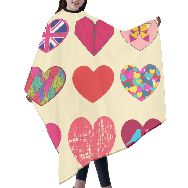 Personality  Set Of Different Hearts Hair Cutting Cape