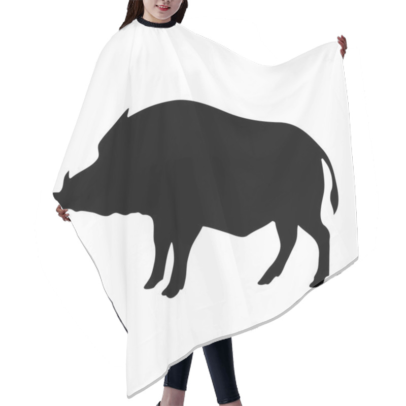 Personality  Vector Black Silhouette Of The Wild Boar Hair Cutting Cape