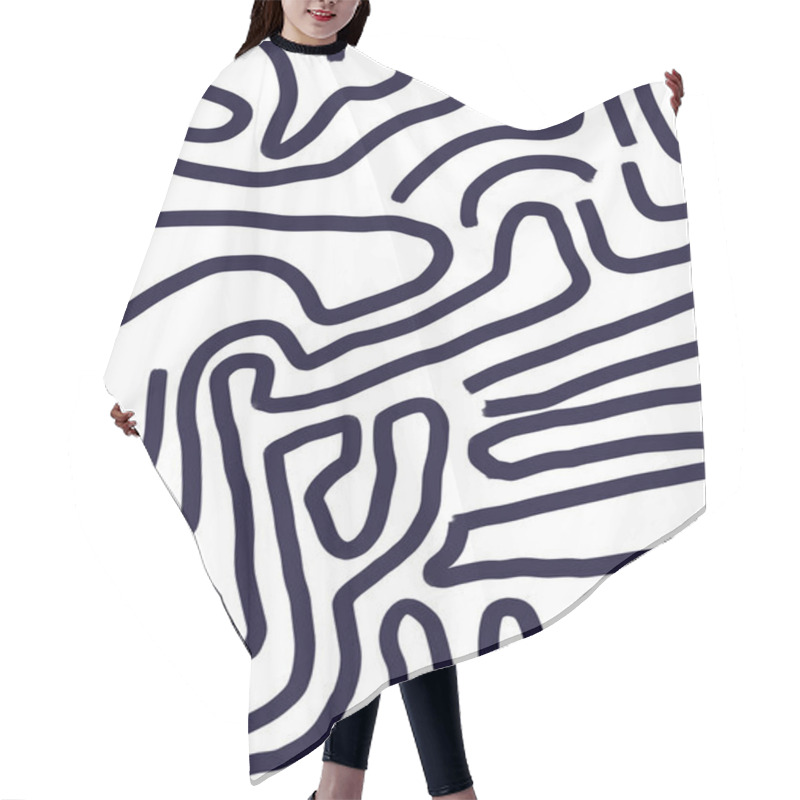 Personality  80s Street Art Scribble Drawing. Graffiti Black Line Art With Loop And Anxious Labyrinthine Line Art. Keith Haring Vibe. Black And Withe Doodle Art. Designed For Print And Poster. Hair Cutting Cape