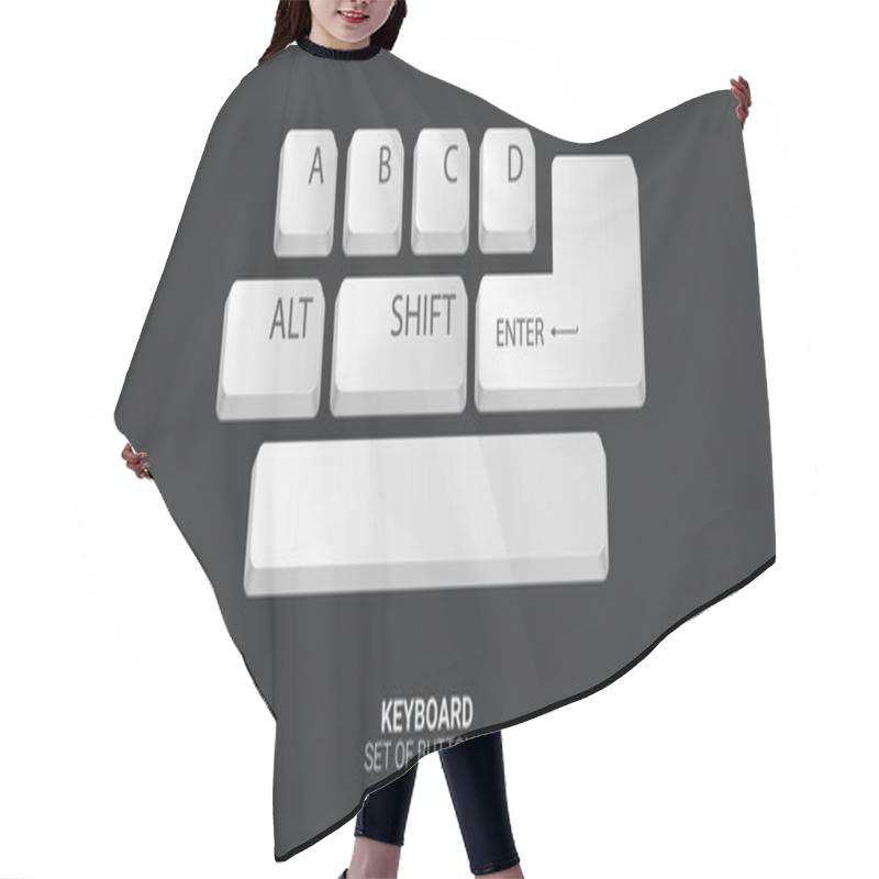 Personality  Set Of Keyboard Buttons On White Background. Vector Illustration. Hair Cutting Cape