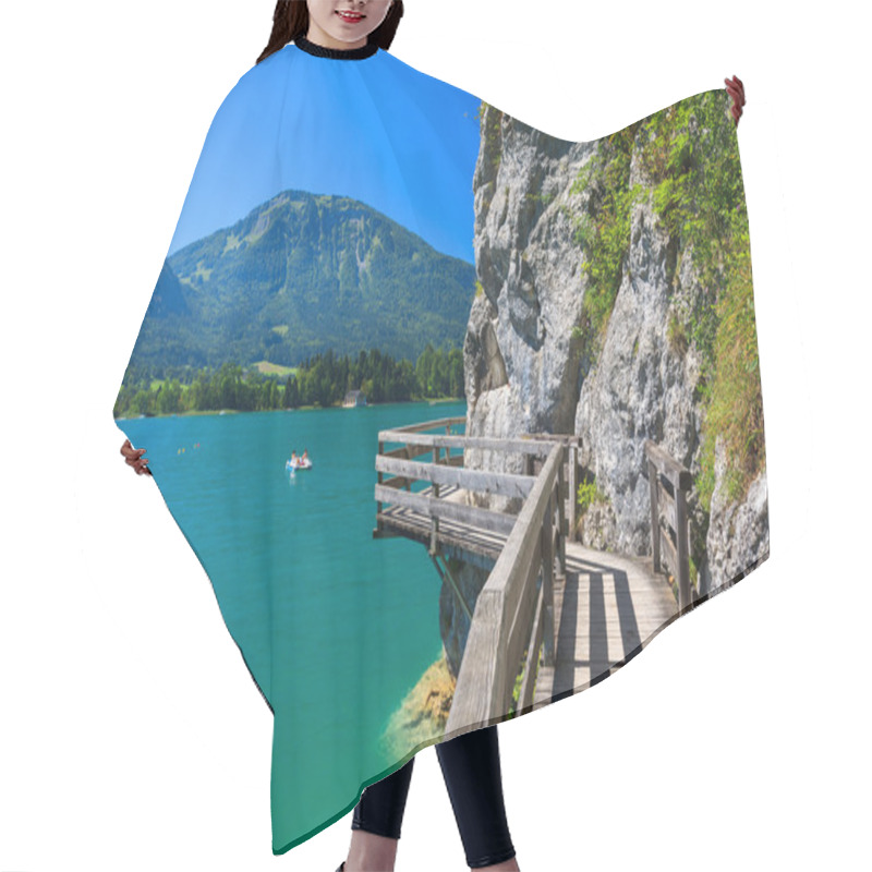 Personality  Wooden Walkway Along Beautiful Wolfgang Lake In The Alps Mountains Hair Cutting Cape