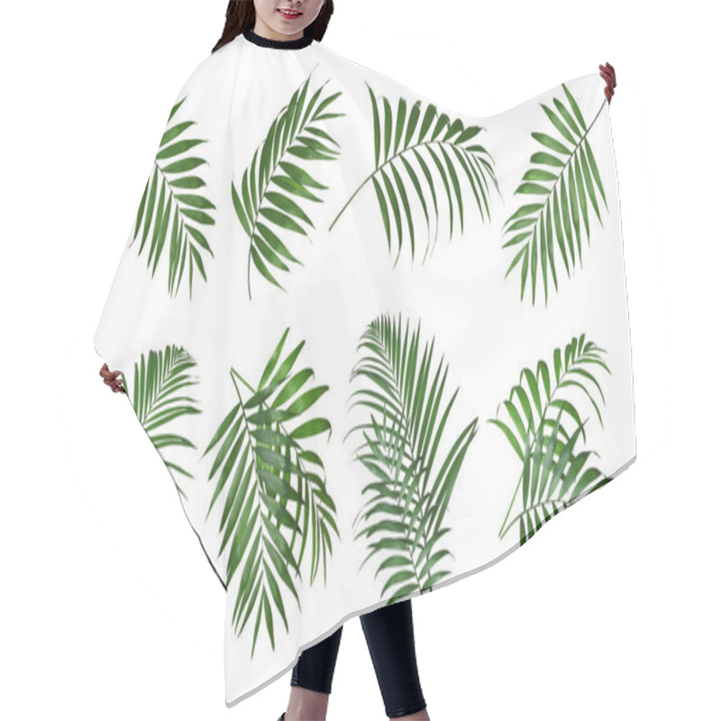 Personality  Set Of Tropical Leaves On White Background Hair Cutting Cape