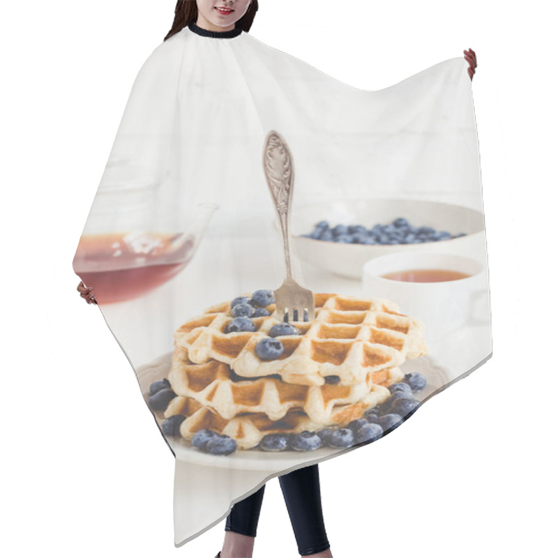 Personality  Waffles With Blueberries And Tea Hair Cutting Cape