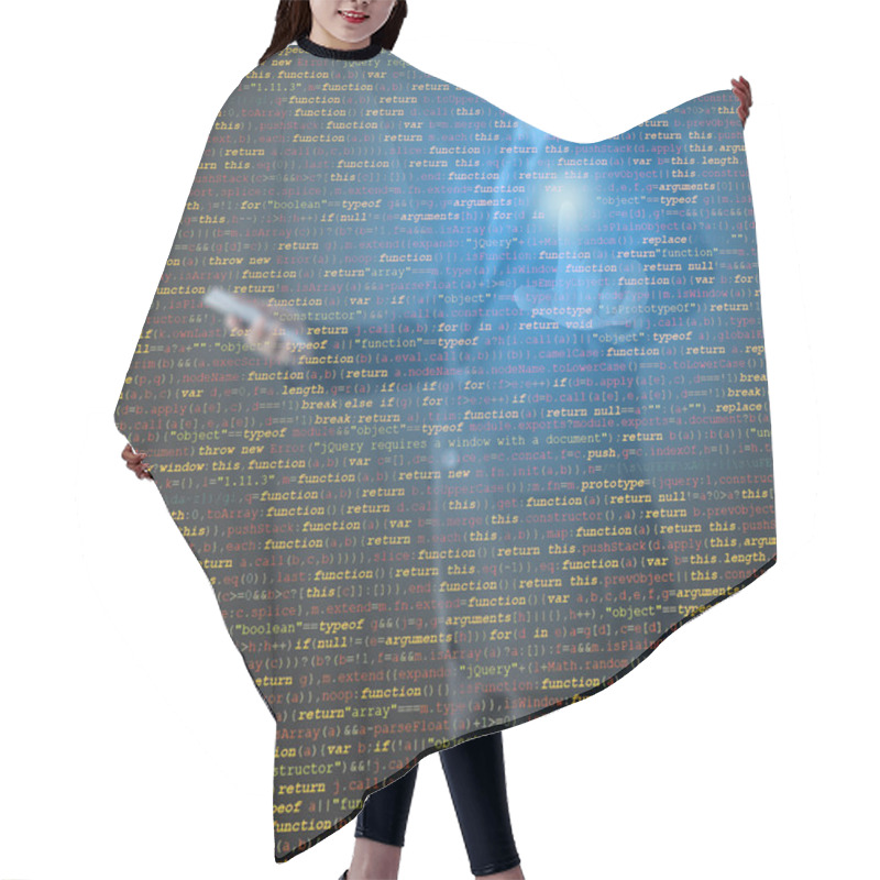 Personality  Programmer Writing HTML Code Hair Cutting Cape