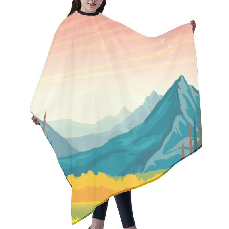 Personality  Autumn Landscape - Mountains And Meadow. Panorama. Hair Cutting Cape