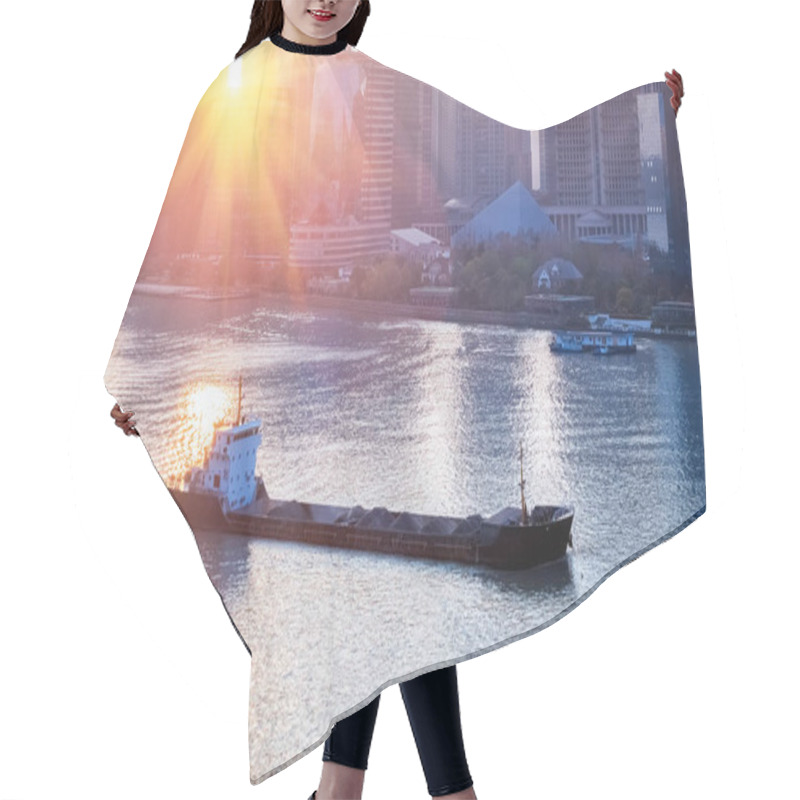 Personality  Cargo Ship Sailing In Shanghai Hair Cutting Cape