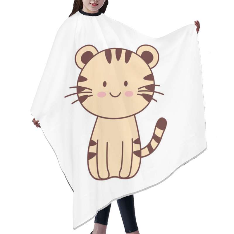 Personality  Cute Tiger Animal Cartoon Character With Happy Expression Hair Cutting Cape