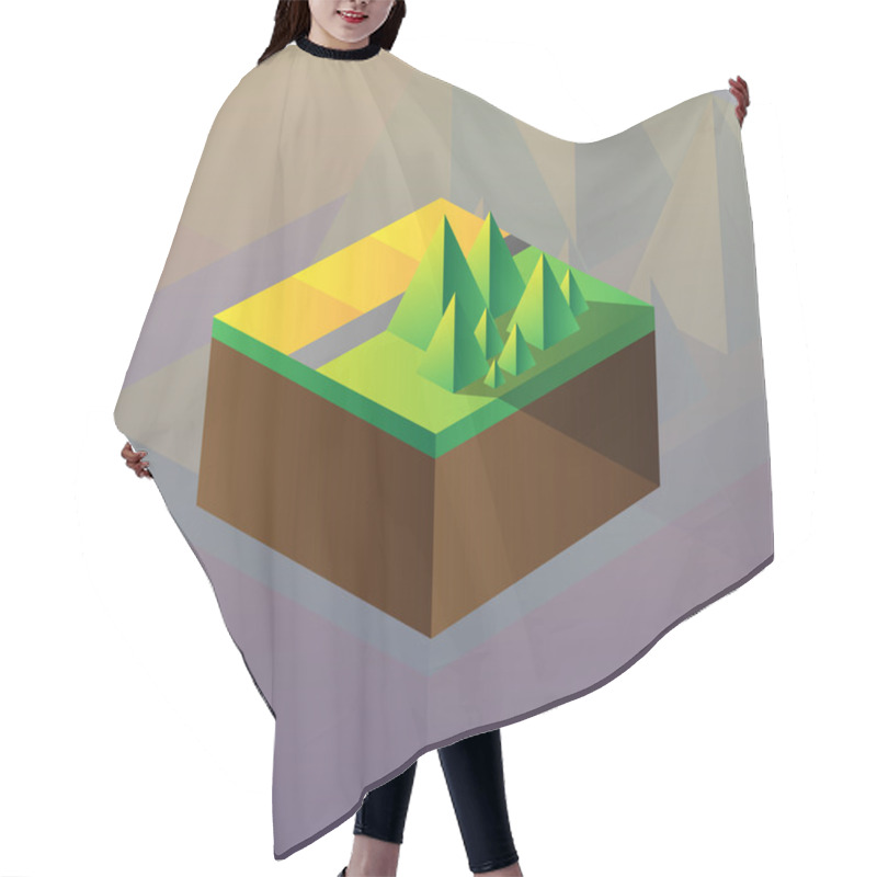 Personality  Square Maquette Of Mountains Hair Cutting Cape