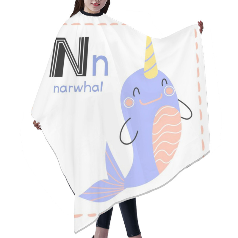 Personality  Alphabet Letter N For Narwhal For Kids Hair Cutting Cape