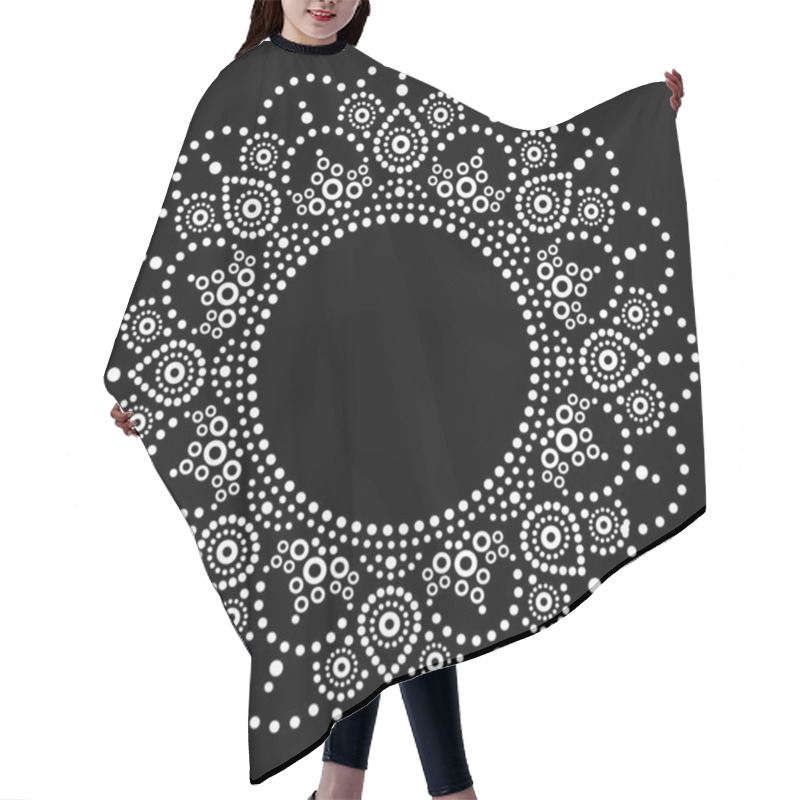 Personality  Mandala Aboriginal Dot Painting Tribal Vector Design, Boho Style Australian Dot Art Pattern In White On Black. Indigenous Decoration With Dots Inspired By Traditional Art From Australia On Black Background Hair Cutting Cape