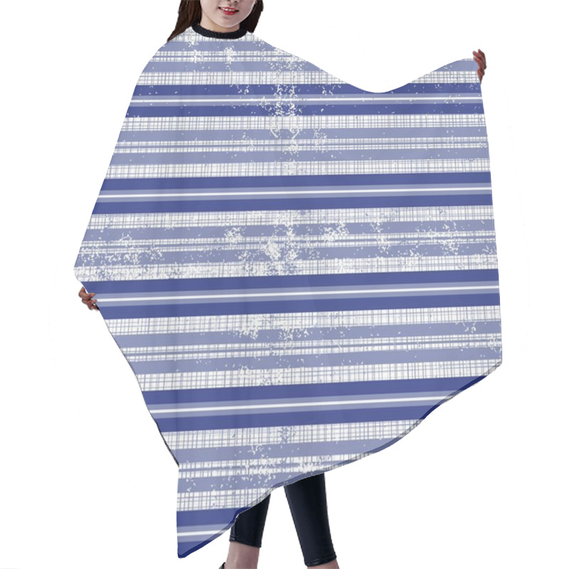 Personality  Little White Blue Navy Stripes In Horizontal Rows On Dark Blue Background Grunge Seamless Pattern Hair Cutting Cape