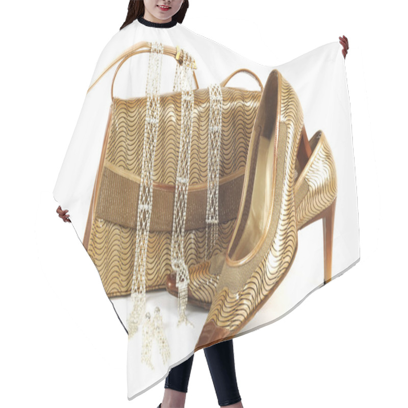 Personality  Golden Shoe And Purse Hair Cutting Cape