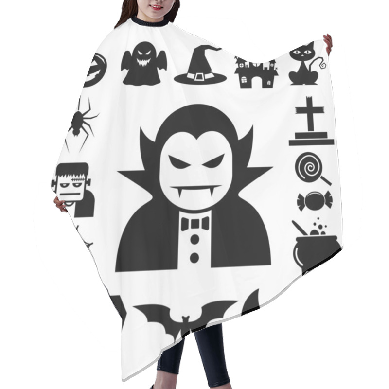 Personality  Halloween Icon Set. Hair Cutting Cape