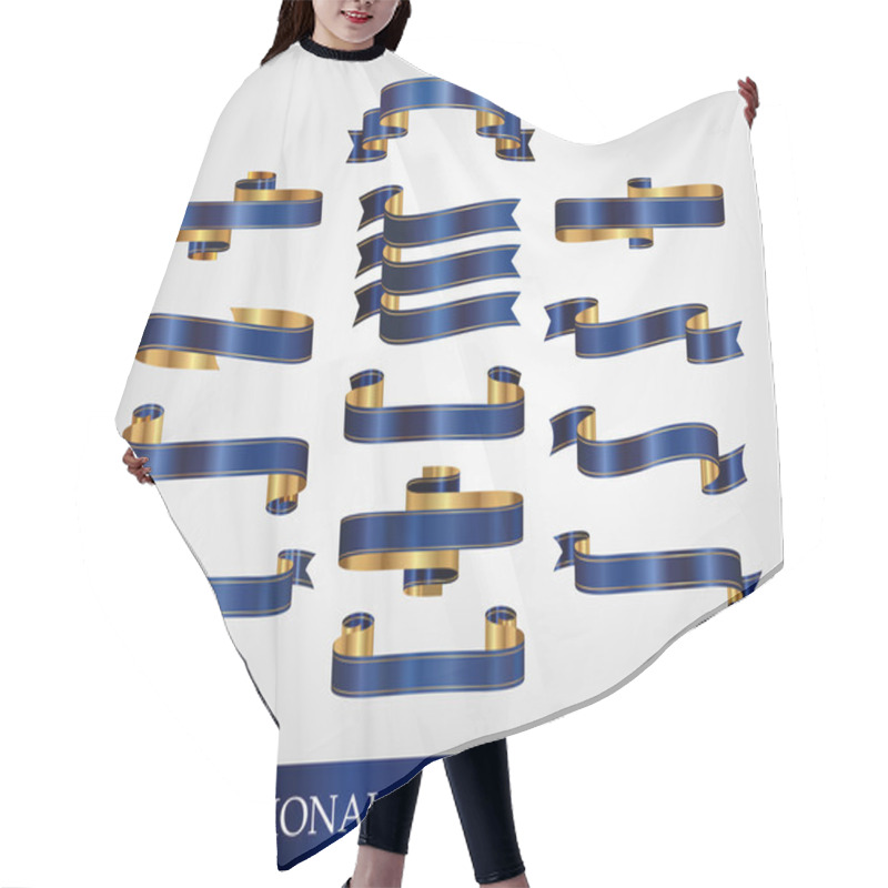 Personality  Blue Ribbon Banners Hair Cutting Cape