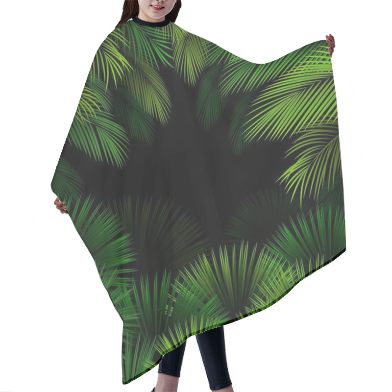 Personality  Exotic Pattern With Tropical Leaves On A Black Background Hair Cutting Cape