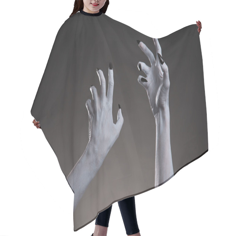 Personality  Halloween White Hands With Black Nails Hair Cutting Cape