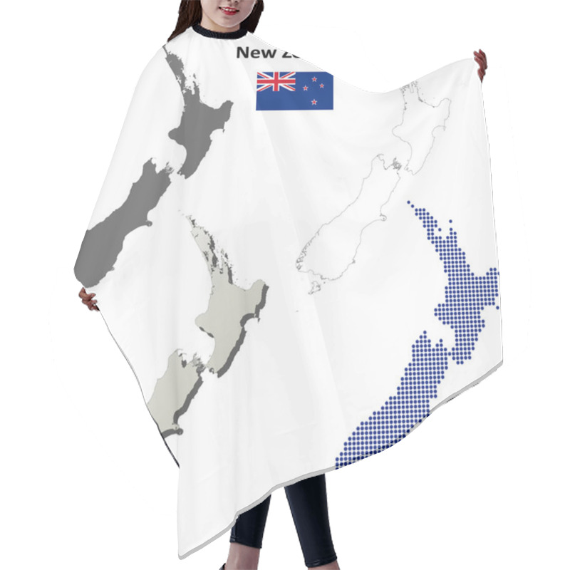 Personality  New Zealand Outline Map Set Hair Cutting Cape