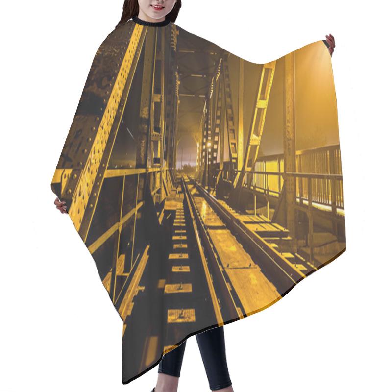 Personality  Bridge Illuminated With Lights At Night. Hair Cutting Cape