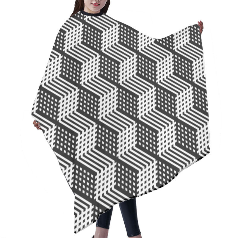 Personality  Seamless Geometric Hexagons Op Art Pattern 3D Illusion. Op Art Vector Illustration. Hair Cutting Cape