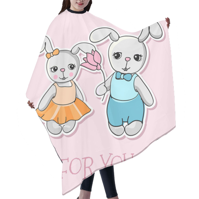 Personality  Cute Bunnies Vector,  Vector Illustration  Hair Cutting Cape