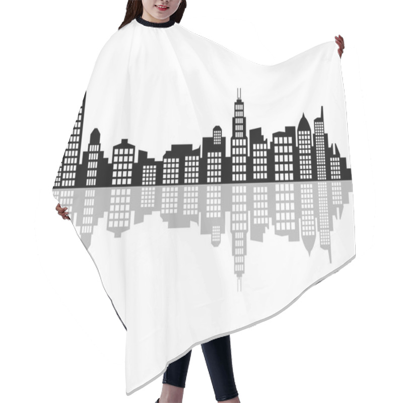 Personality  Chicago Skyline On White Background Hair Cutting Cape