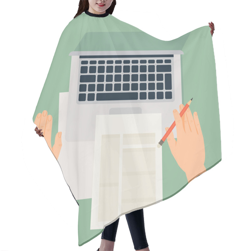 Personality  Paper Documents And Laptop Hair Cutting Cape