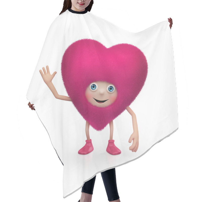 Personality  Funny Furry 3d Heart Cartoon Smiling. Valentine Day Greeting Card Hair Cutting Cape