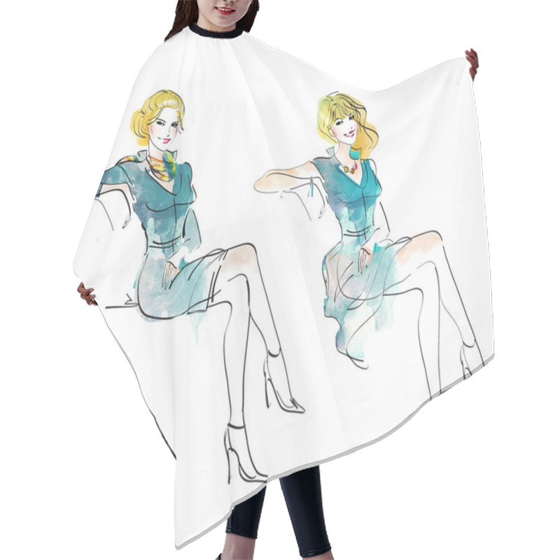 Personality  Fashion Sketches Set Hair Cutting Cape